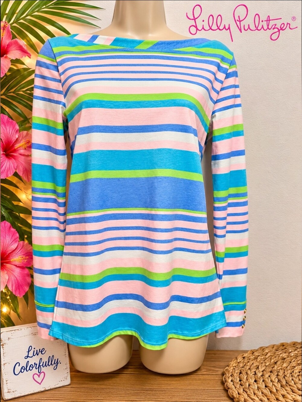 💗 Lilly Pulitzer Striped Long Sleeve Top – Size Medium 💗